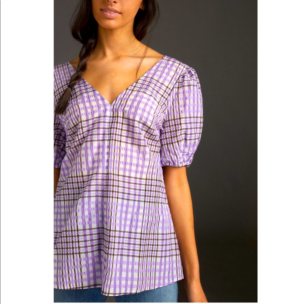 NWT Anthropologie Marsha Plaid Tunic Blouse